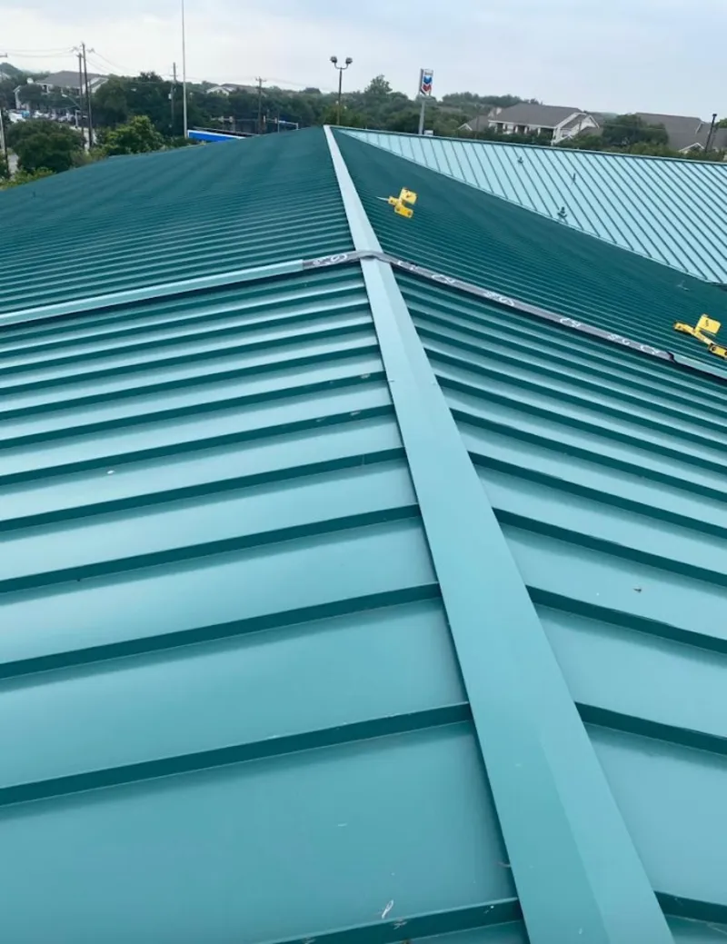Green commercial metal roof ridge and valley for Metal Roof Repair in North Chicago